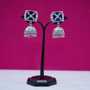 Banaras Gulabi Meenakari Silver Earrings