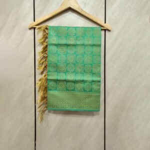 Banarasi Brocade Floral Design Green Stole