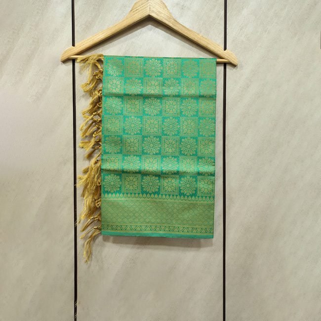 Banarasi Brocade Floral Design Green Stole