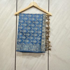 Banarasi Brocade Floral Motifs Blue Stole