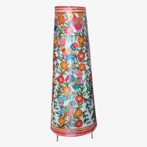 Birds and Flowers Painted Leather Lampshade