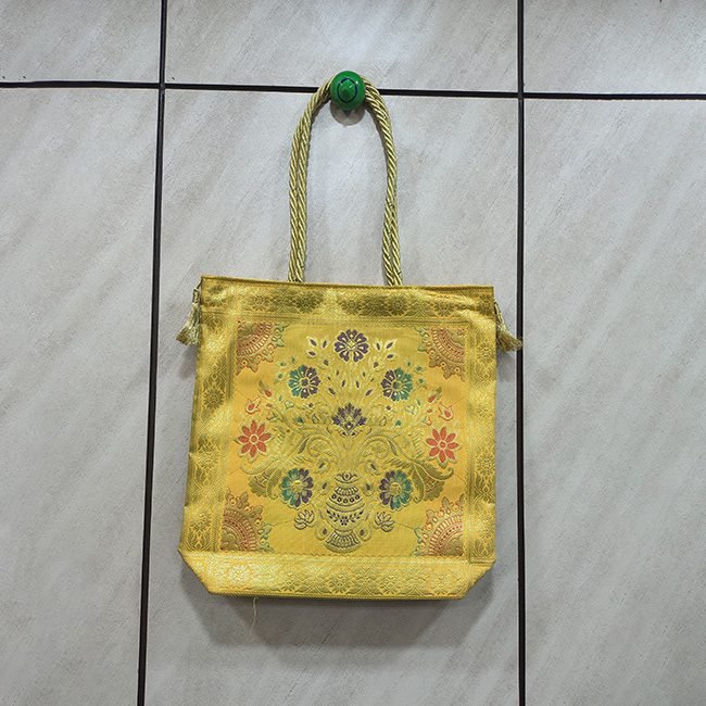 Floral Kalash Design Banarasi Handbag