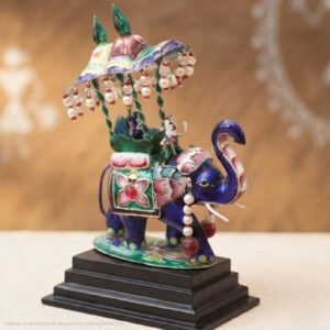 Gulabi Meenakari Elephant with Carriage Showpiece