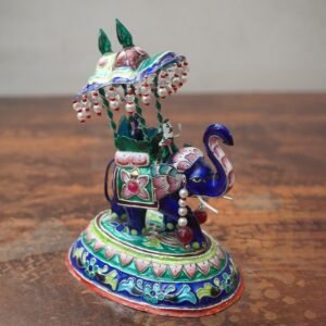 Gulabi Meenakari Elephant with Carriage Showpiece