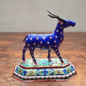 Gulabi Meenakari Silver Deer Figurine