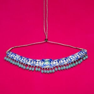 Gulabi Meenakari Silver Necklace with Beads