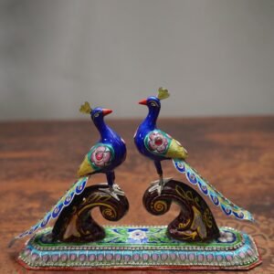 Gulabi Meenakari Silver Peacock Pair