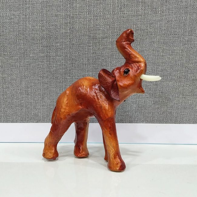 Handcrafted Leather Elephant Figurine
