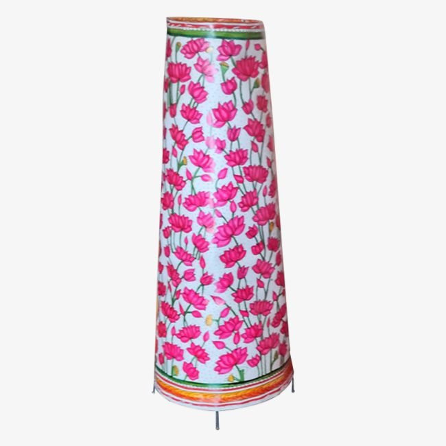 Handcrafted Leather Puppetry Lotus Painted Lampshade