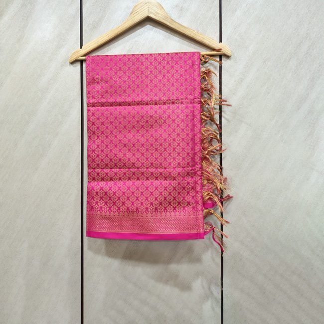 Woven Motifs Banarasi Pink Stole