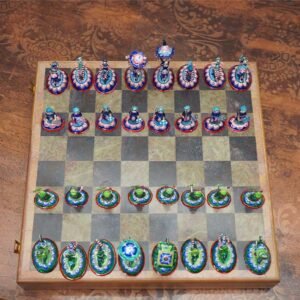 Banaras Gulabi Meenakari Silver Chess Set