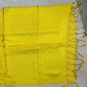 Banarasi Silk Stole Yellow with Matching Border and Tassels