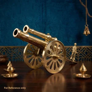 Brass Double Barrel Military Cannon With Soldier