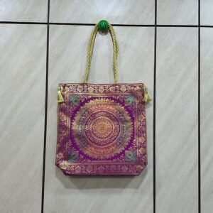 Circular Design Banarasi Silk Handbag