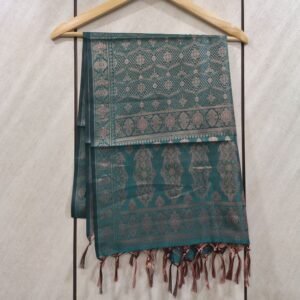 Jaal Pattern Teal Banarasi Silk Stole