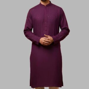 Lucknow Chikankari Embroidered Purple Kurta