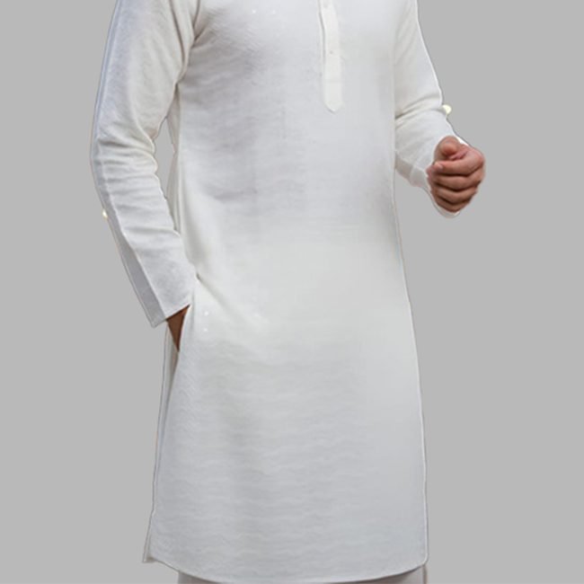 Lucknow Chikankari Hakoba Work Men’s Kurta