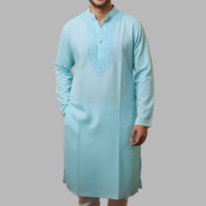 Men’s Lucknowi Chikankari Blue Kurta