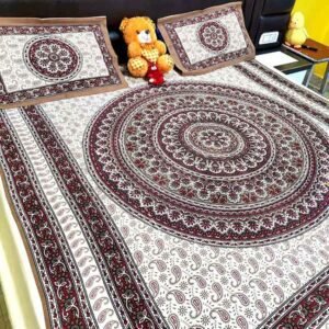Pilkhuwa Hand Block Print Circular Mandala Design Bedsheet