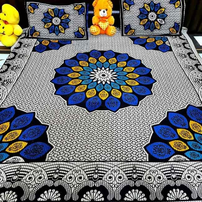 Pilkhuwa Hand Block Print Floral Mandala Pattern Bedsheet