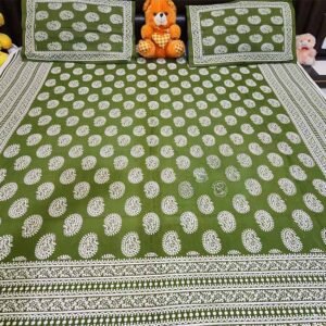 Pilkhuwa Hand Block Print Paisley Motifs Design Bedsheet with Pillow Cover Set