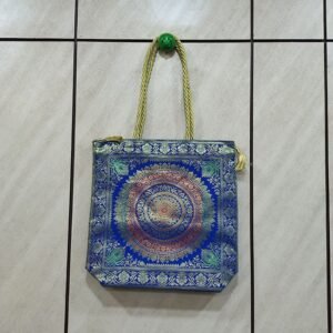 Royal Blue Mandala Design Banarasi Handbag