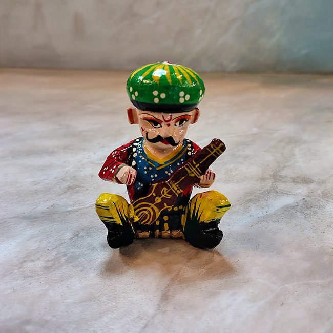 Varanasi Wooden Musician Bawla with Sitar