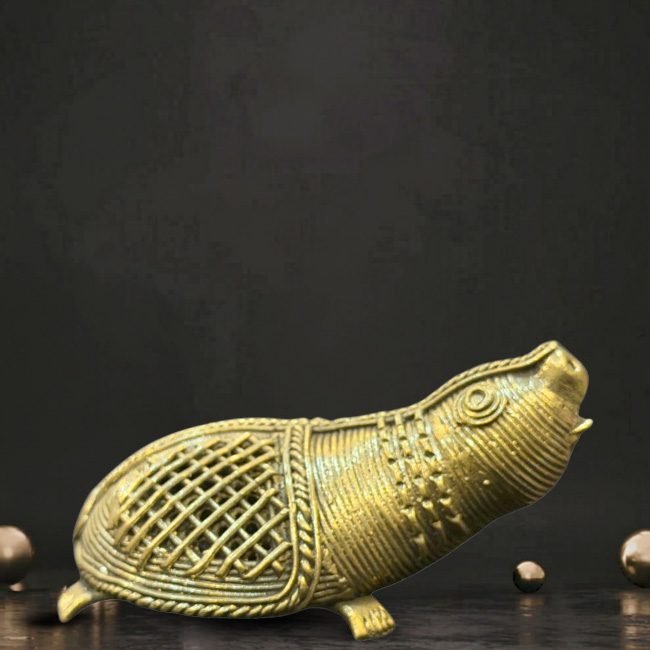 Bengal Dokra Brass Tortoise Figurine