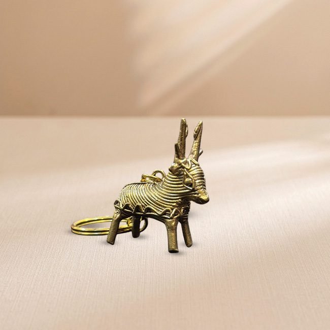 Bengal Dokra Deer Shape Brass Key Ring