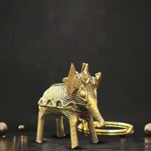 Bengal Dokra Elephant Shape Brass Key Ring