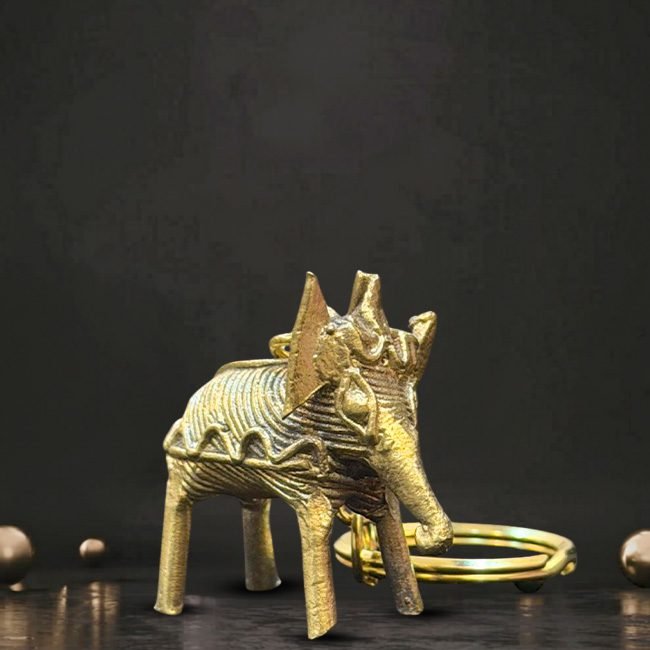Bengal Dokra Elephant Shape Brass Key Ring