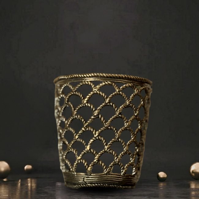 Bengal Dokra Net Design Brass Pen Stand