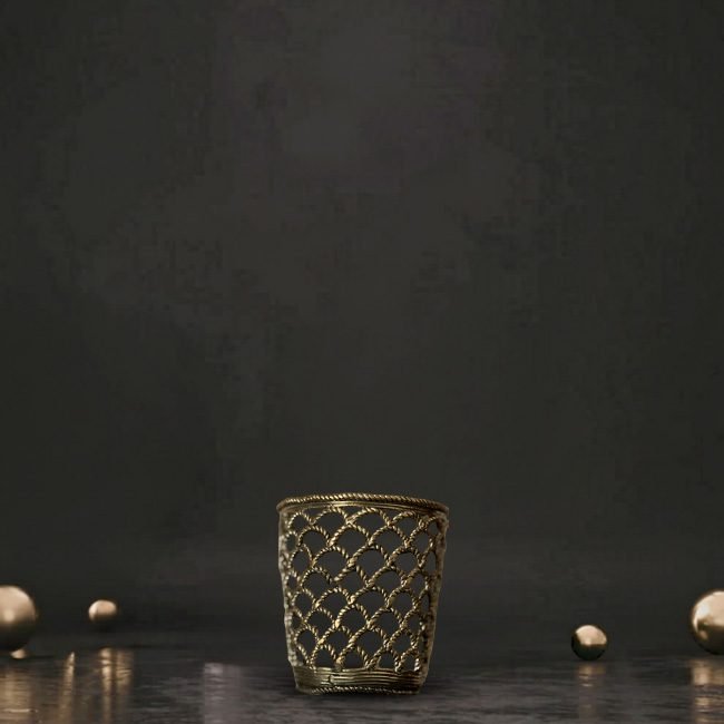 Bengal Dokra Net Design Brass Pen Stand