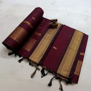 Paithani Cotton Silk Saree Maroon & Gold