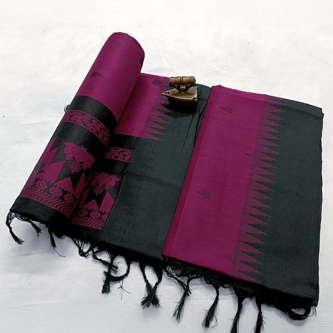 Paithani Soft Silk Saree Magenta & Black