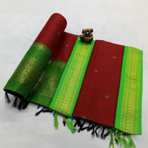 Paithani Soft Silk Saree Maroon & Green