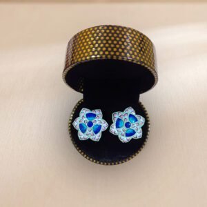 Star Shape Gulabi Meenakari Silver Cufflinks Blue