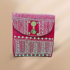 Uttarakhand Aipan Mirror Work Coin Pouch