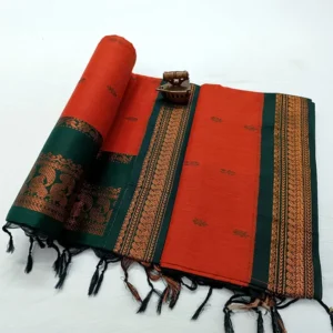 Ethnic Motifs Woven Orange Paithani Soft Silk Saree