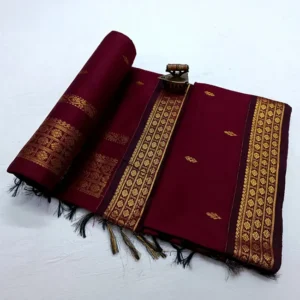 Ethnic Motifs Woven Wine Shade Paithani Soft Silk Saree