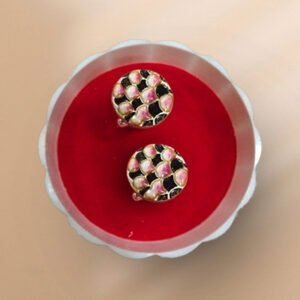 Gulabi Meenakari Ocean Shell Pattern Silver Cufflinks