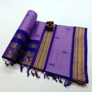 Lavender and Royal Blue Zari Border Paithani Silk Saree