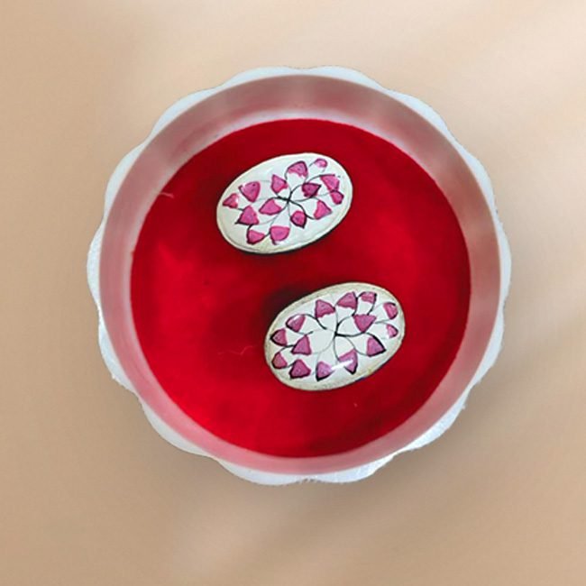 Oval Shape Gulabi Meenakari Silver Cufflinks