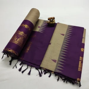 Paithani Cotton Silk Purple with Gold Zari Saree