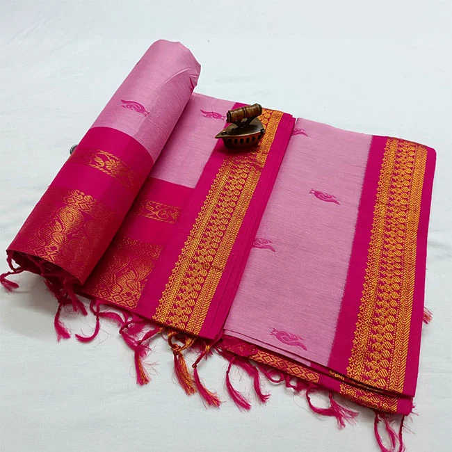 Peacock Motifs Woven Pink Paithani Silk Saree