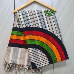 Pilkhuwa Circular and Grid Pattern Bedsheet with Pillow Cover Set