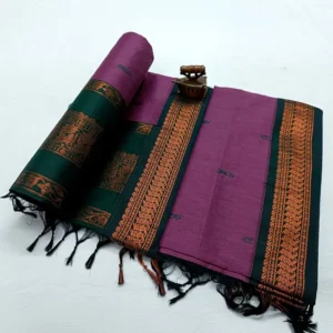 Purple and Green Zari Border Paithani Silk Saree