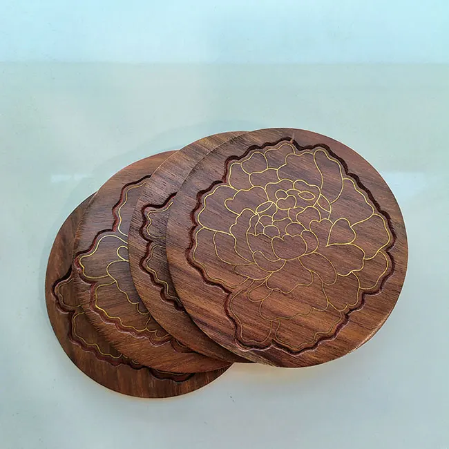 Saharanpur Wood Craft Floral Coaster Set