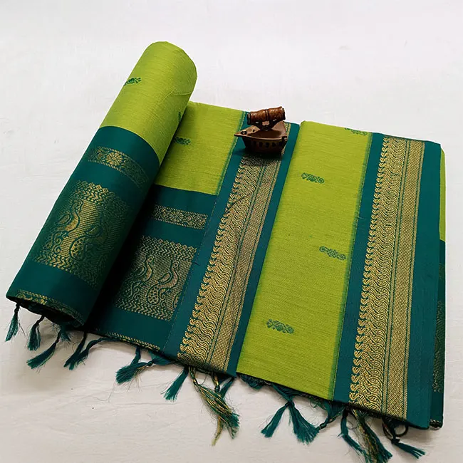 Soft Cotton Silk Green Paithani Saree