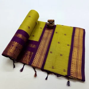 Soft Cotton Silk Green and Purple Paithani Saree